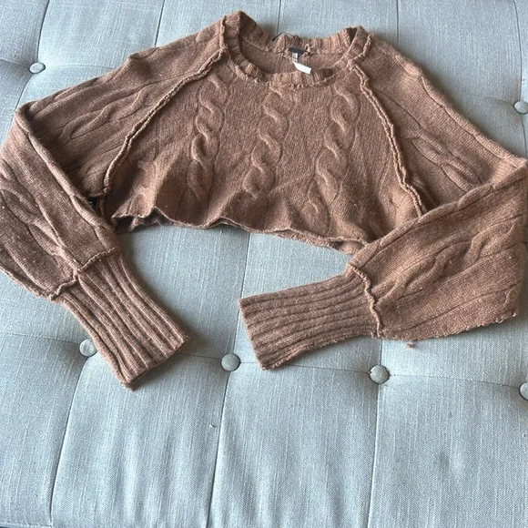 cashmere sweater burnt orange cropped sweater